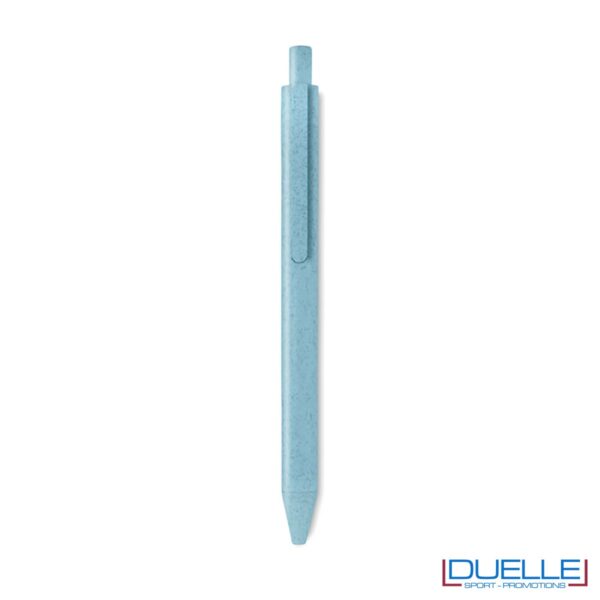 Penna ecologica in fibra di mais personalizzata colore azzurro