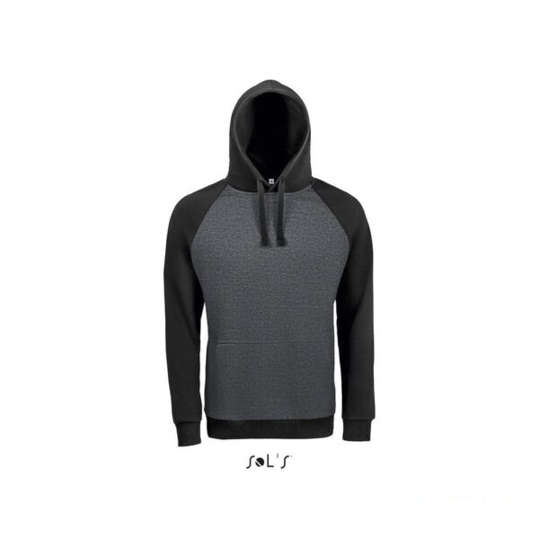 Felpa college con cappuccio personalizzata colore grigio antracite melange-nero