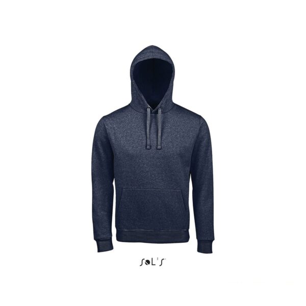 Felpa unisex con cappuccio in colore denim melange personalizzata