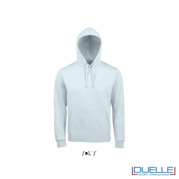 Felpa unisex con cappuccio personalizzata colore blu pastello