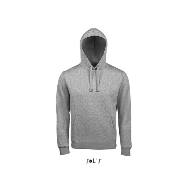 Felpa unisex con cappuccio in colore grigio melange personalizzata