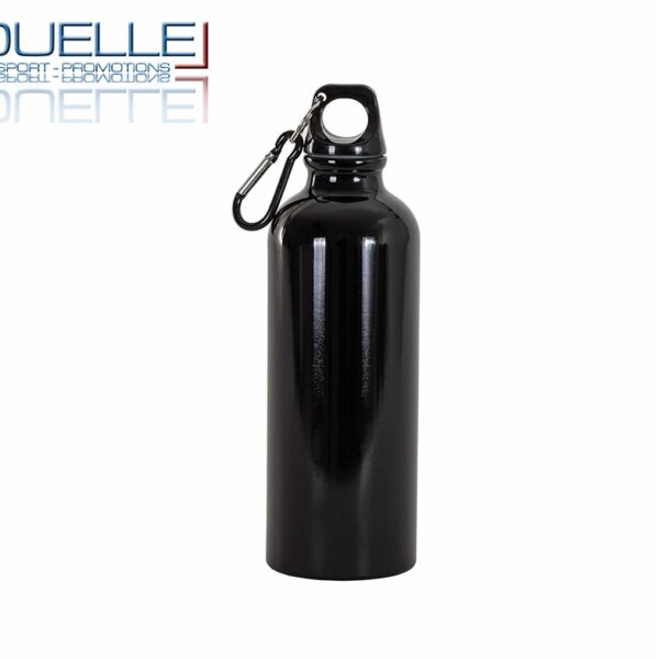 borraccia con moscchettone 500ml colore nero personalizzata
