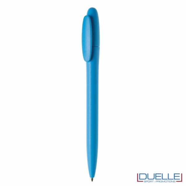 Penna in plastica colore coprente satinato personalizzata azzurra