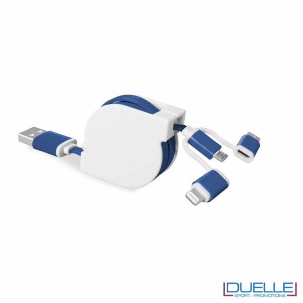 Cavo adattatore 3 in 1 personalizzabile colore blu