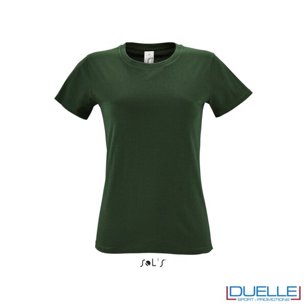t-shirt donna personalizzata economica in colore verde bottiglia
