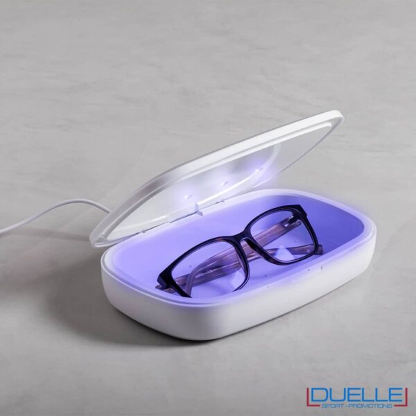 Sterilizzazione UV per occhiali con caricatore wireless