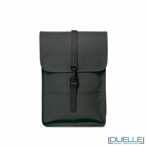 Backpack mini Rains® colore verde militare personalizzabile con il tuo logo