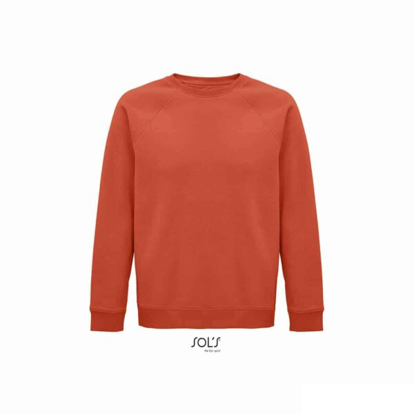 Felpa girocollo in cotone biologico colore arancione personalizzata