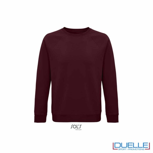 Felpa girocollo in cotone biologico colore bordeaux personalizzata