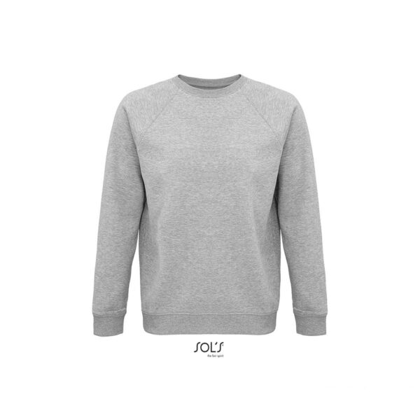 Felpa girocollo in cotone biologico colore grigio melange personalizzata