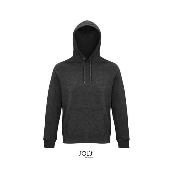 Felpa con cappuccio in cotone bio e R-pet colore antracire