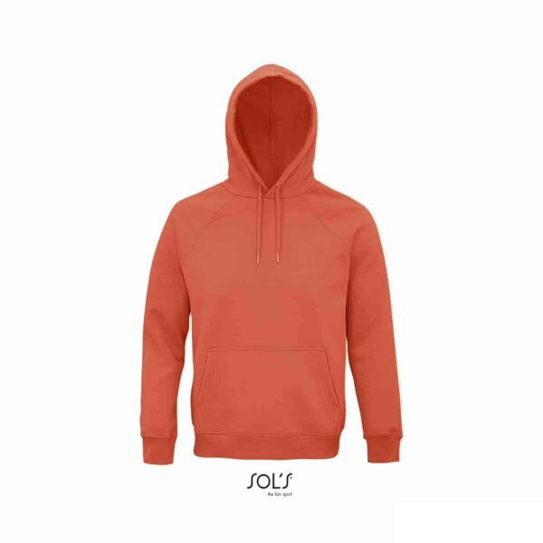 Felpa con cappuccio in cotone bio e R-pet colore arancione