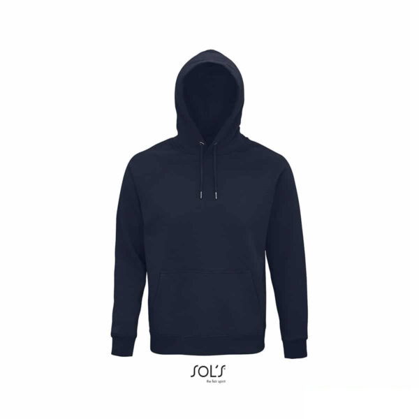 Felpa con cappuccio in cotone bio e R-pet colore blu oltremare