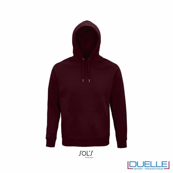 Felpa con cappuccio in cotone bio e R-pet colore bordeaux