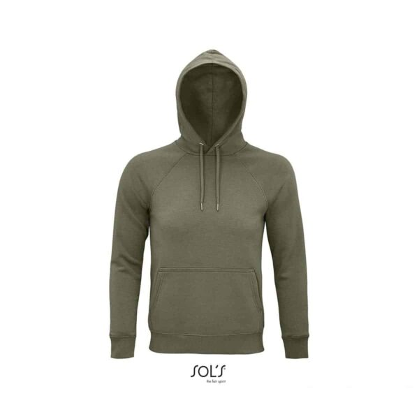 Felpa con cappuccio in cotone bio e R-pet colore kaki