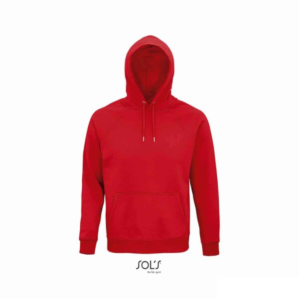 Felpa con cappuccio in cotone bio e R-pet colore rosso