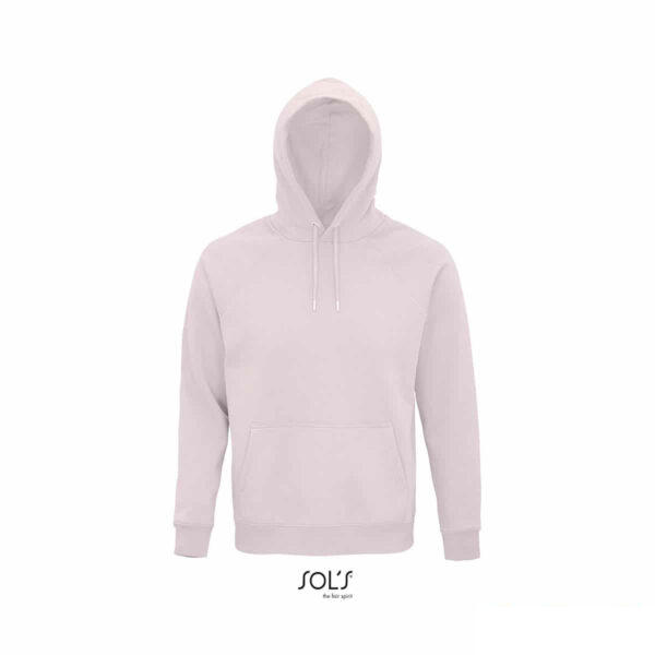 Felpa con cappuccio in cotone bio e R-pet colore rosa pallido