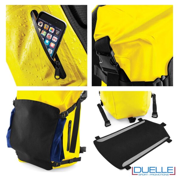 Particolari zaino impermeabile in PVC colore giallo