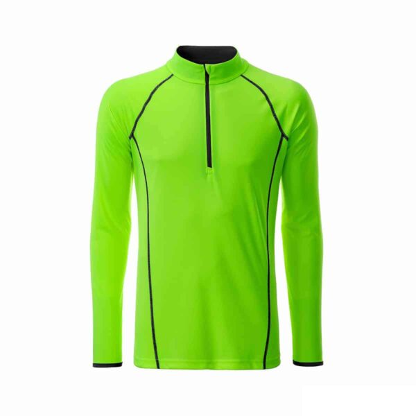 T-shirt manica lunga con zip colore verde personalizzata