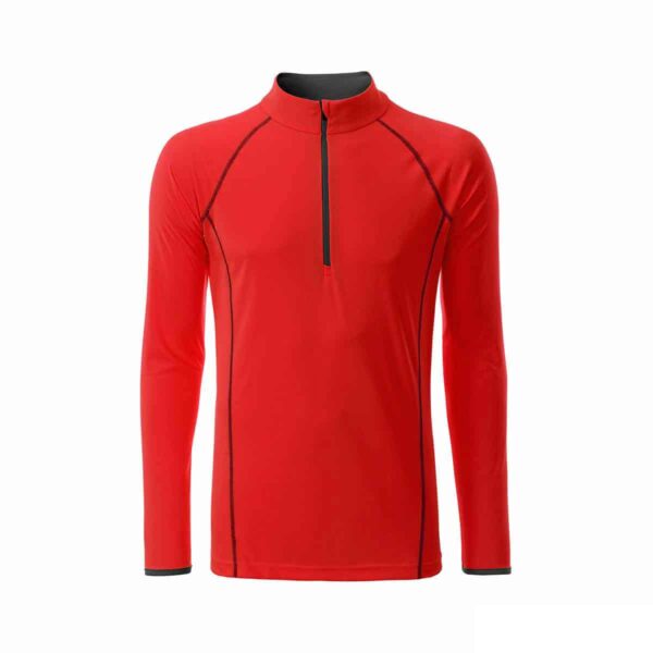 T-shirt manica lunga con zip colore rosso personalizzata