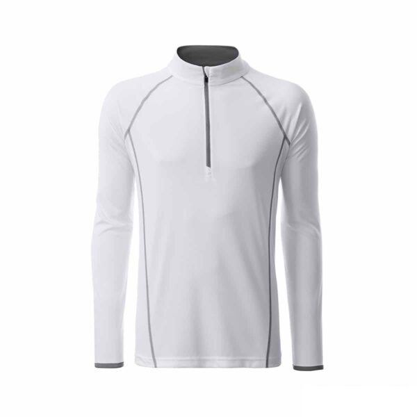 T-shirt manica lunga con zip colore bianco personalizzata