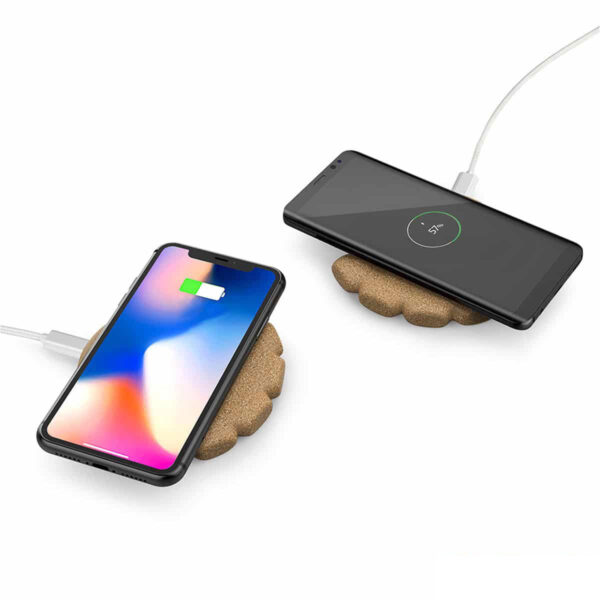 Stazione caricabatterie wireless eco in sughero personalizzata