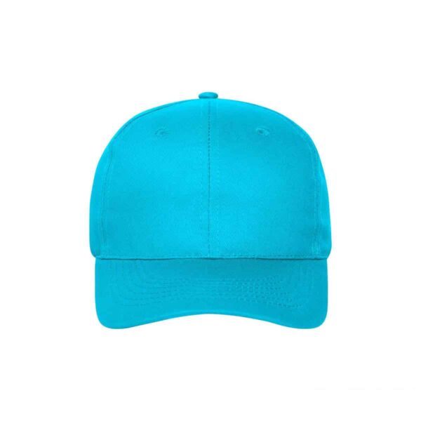 Cappellino cotone organico 6 pannelli colore turchese