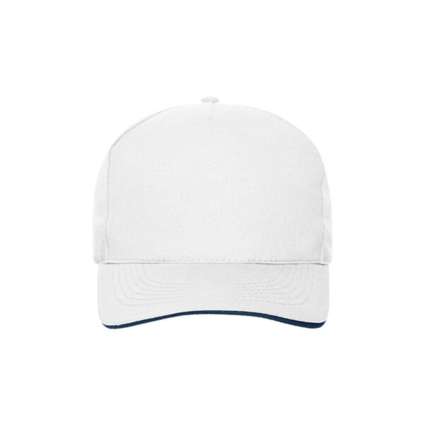 Cappello 100% cotone organico 5 pannelli colore bianco personalizzato