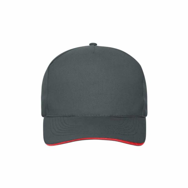 Cappello 100% cotone organico 5 pannelli colore antracite personalizzato