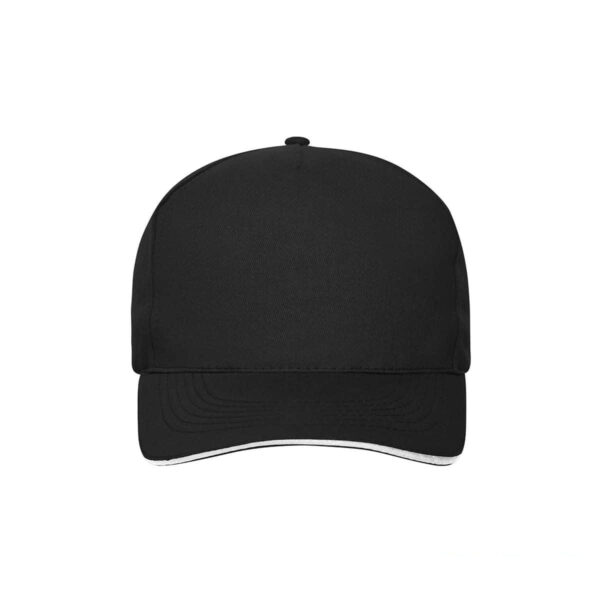 Cappello 100% cotone organico 5 pannelli colore nero personalizzato