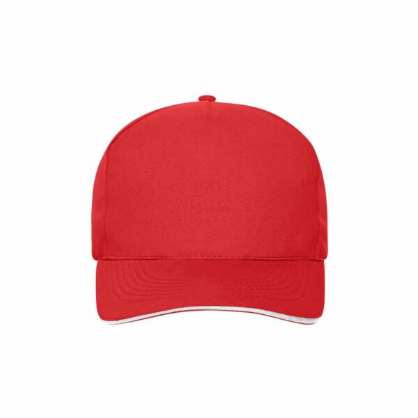 Cappello 100% cotone organico 5 pannelli colore rosso personalizzato