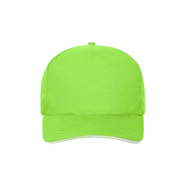 Cappello 100% cotone organico 5 pannelli colore verde lime personalizzato