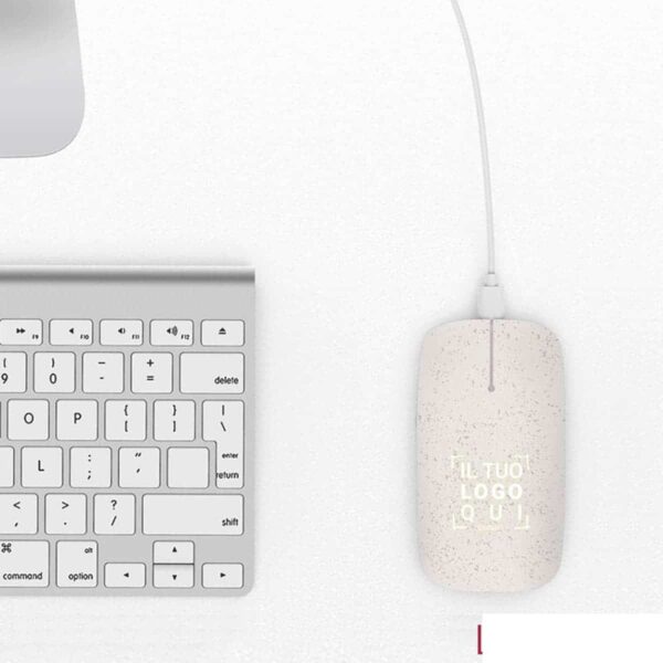 Mouse ecologico senza fili in plastica bio personalizzabile con luce led