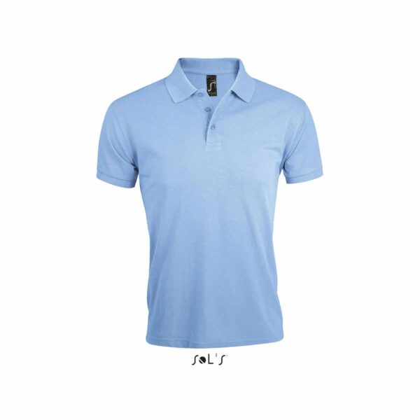 Polo color cielo con logo in poliestere