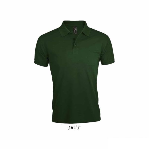Polo promozionale verde bottiglia in poliestere