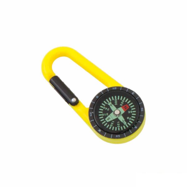 Bussola con moschettone colore giallo personalizzata
