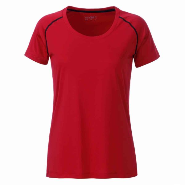 maglia rosso e nero da donna per fitness