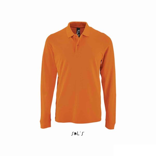 polo da uomo manica lunga arancione in cotone pettinato 180gr