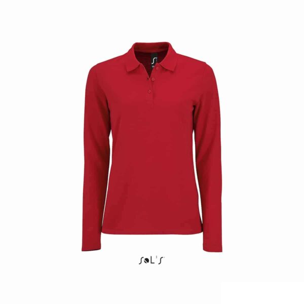 polo femminile cotone 180gr colore rosso manica lunga
