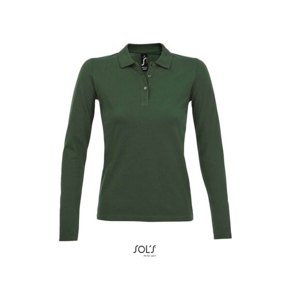 polo donna manica lunga cotone pettinato 180 verde scuro