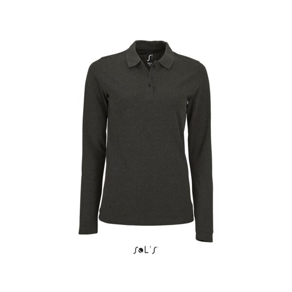 polo donna manica lunga cotone 180gr antracite