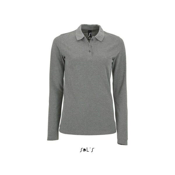 polo femminile manica lunga grigio melange