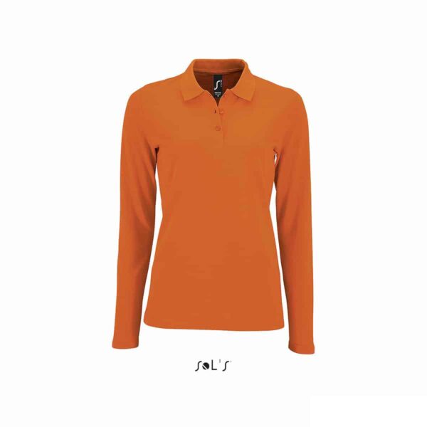 polo donna manica lunga arancio 180gr cotone