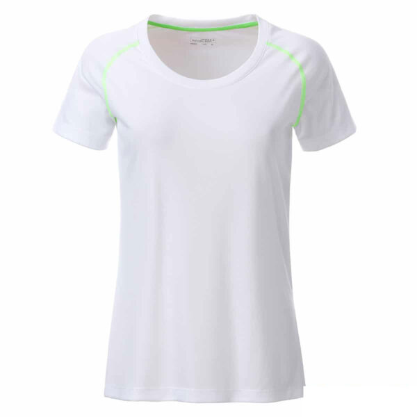 maglia bianca e verde da donna per fitness