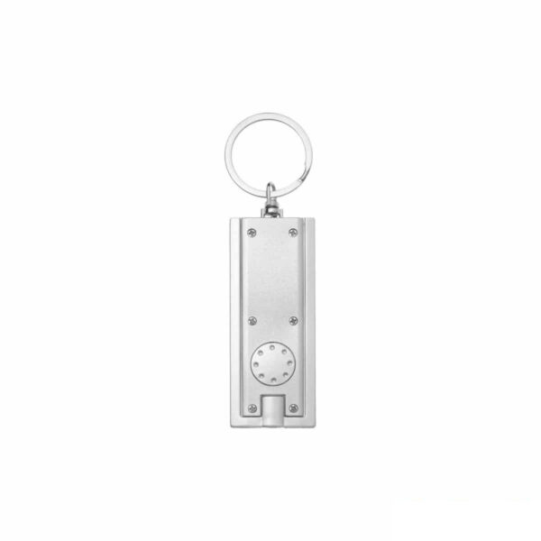 portachiavi argento con pulsante per LED