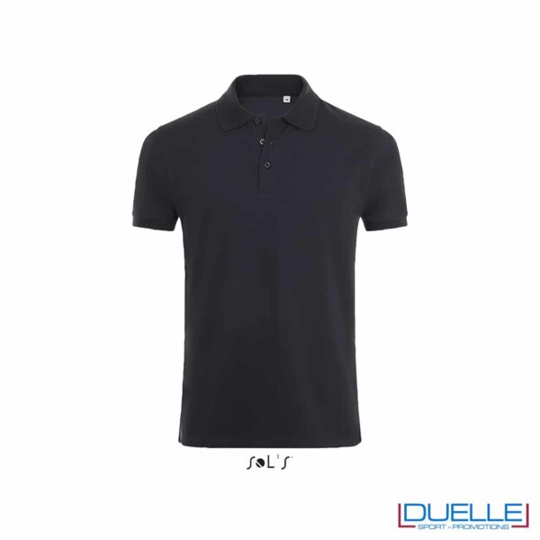 polo blu oltremare maschile piqué con dettaglio a costine