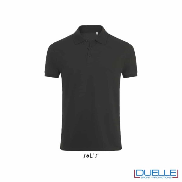 polo antracite da uomo con dettaglio rib