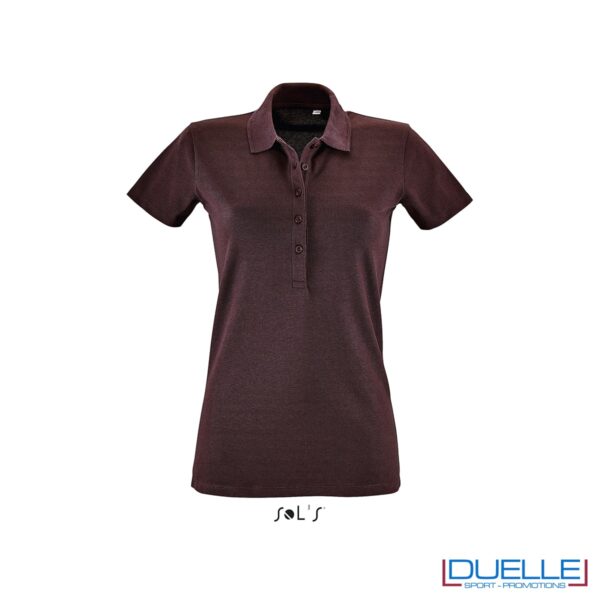 polo bordeaux da donna con dettagli rib