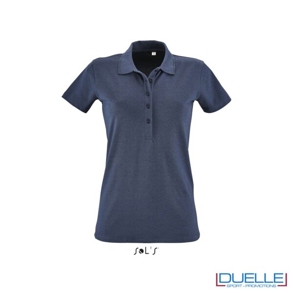 polo in cotone ed elastan denim da donna