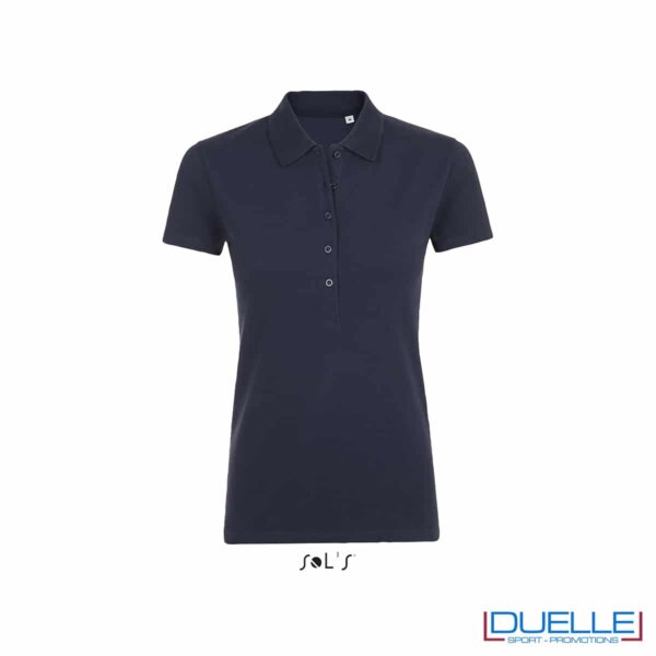 polo blu oltremare da donna dettagli rib